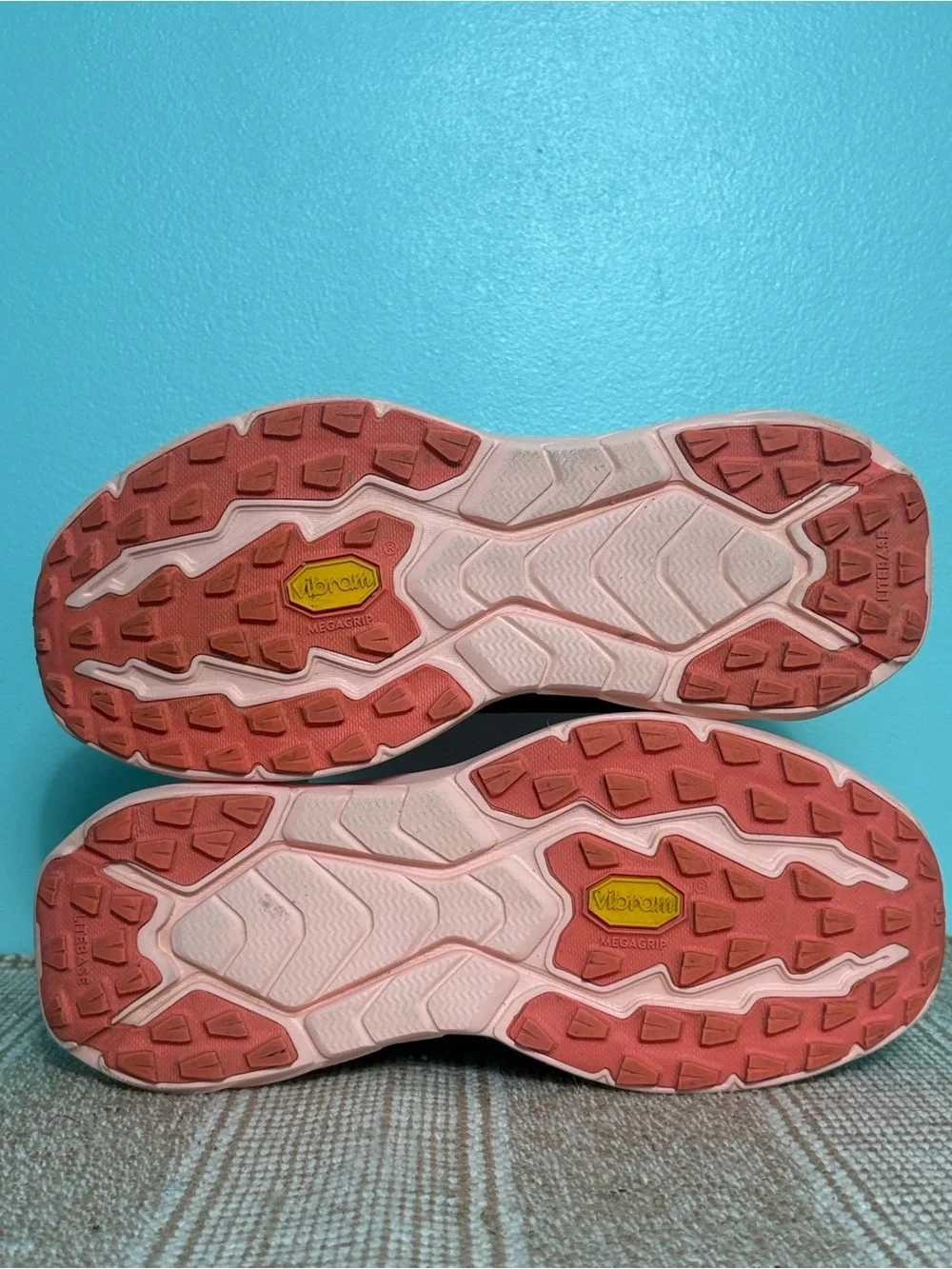 Hoka Women's Zinal Trail Running Shoe. Fuchsia/Navy Blue/Orange Accents. Size-7